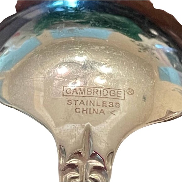 Cambridge Alyssa‎ Stainless Serving Spoon Set Glossy Scrolls Flowers - Picture 3 of 7